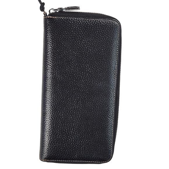 Lavemi Black Leather Full Zip RFID Blocking Wallet Wrist Strap Organizer EUC - Picture 2 of 16